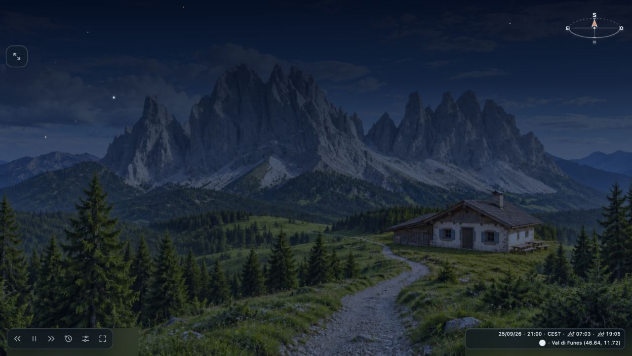 Il paesaggio montano di notte